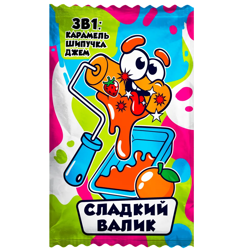 «Сладкий валик» леденцовая карамель с шипучей карамелью и джемом